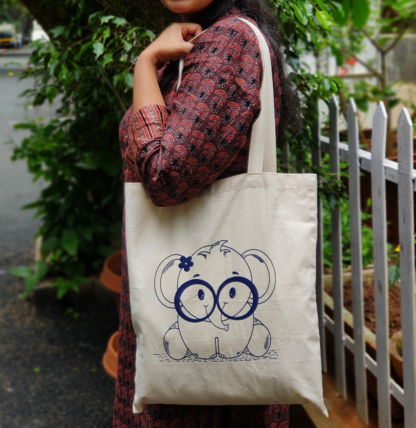 "Curious Baby Elephant" Tote bag - Miss Compass Hands