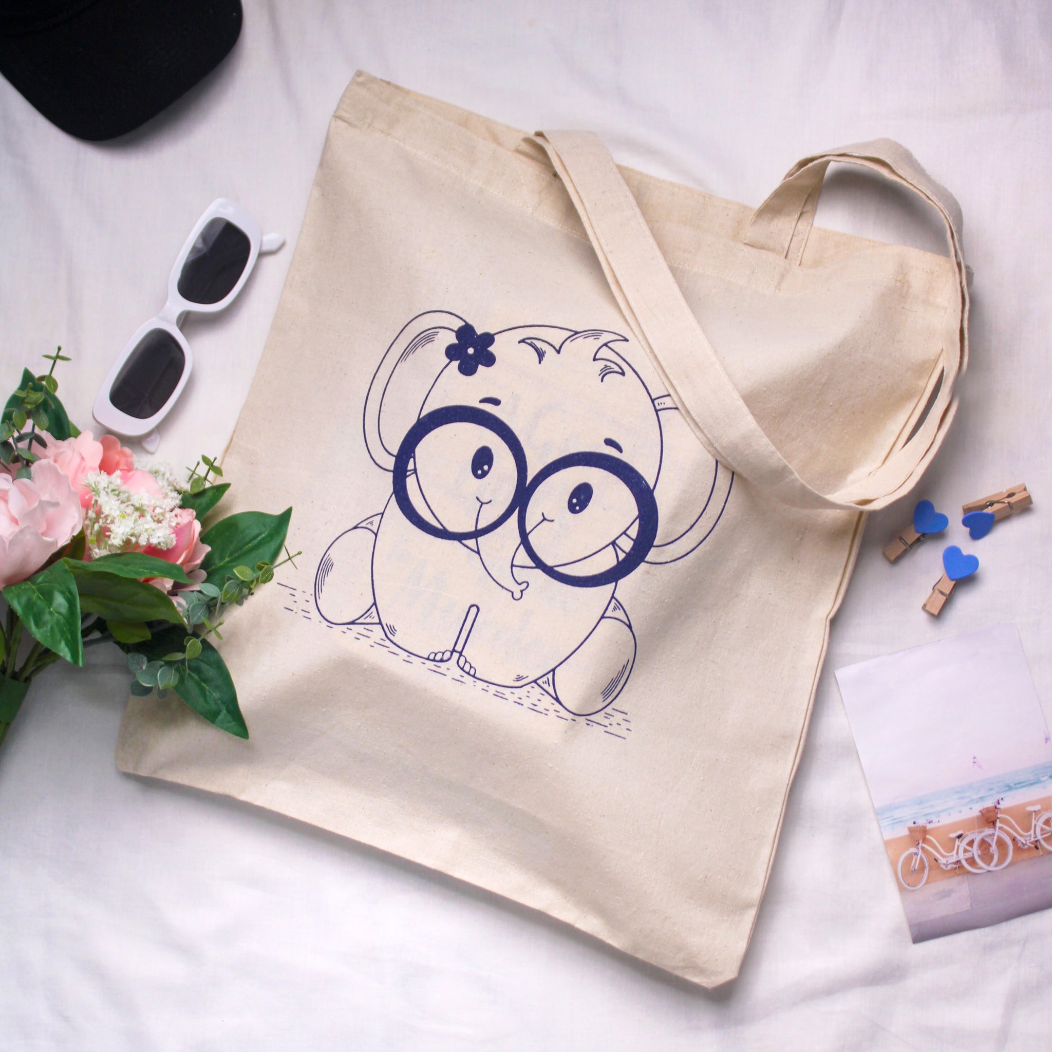 "Curious Baby Elephant" Tote bag - Miss Compass Hands