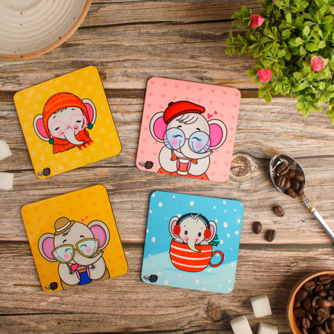 Assorted Elephant-themed coasters - Miss Compass Hands