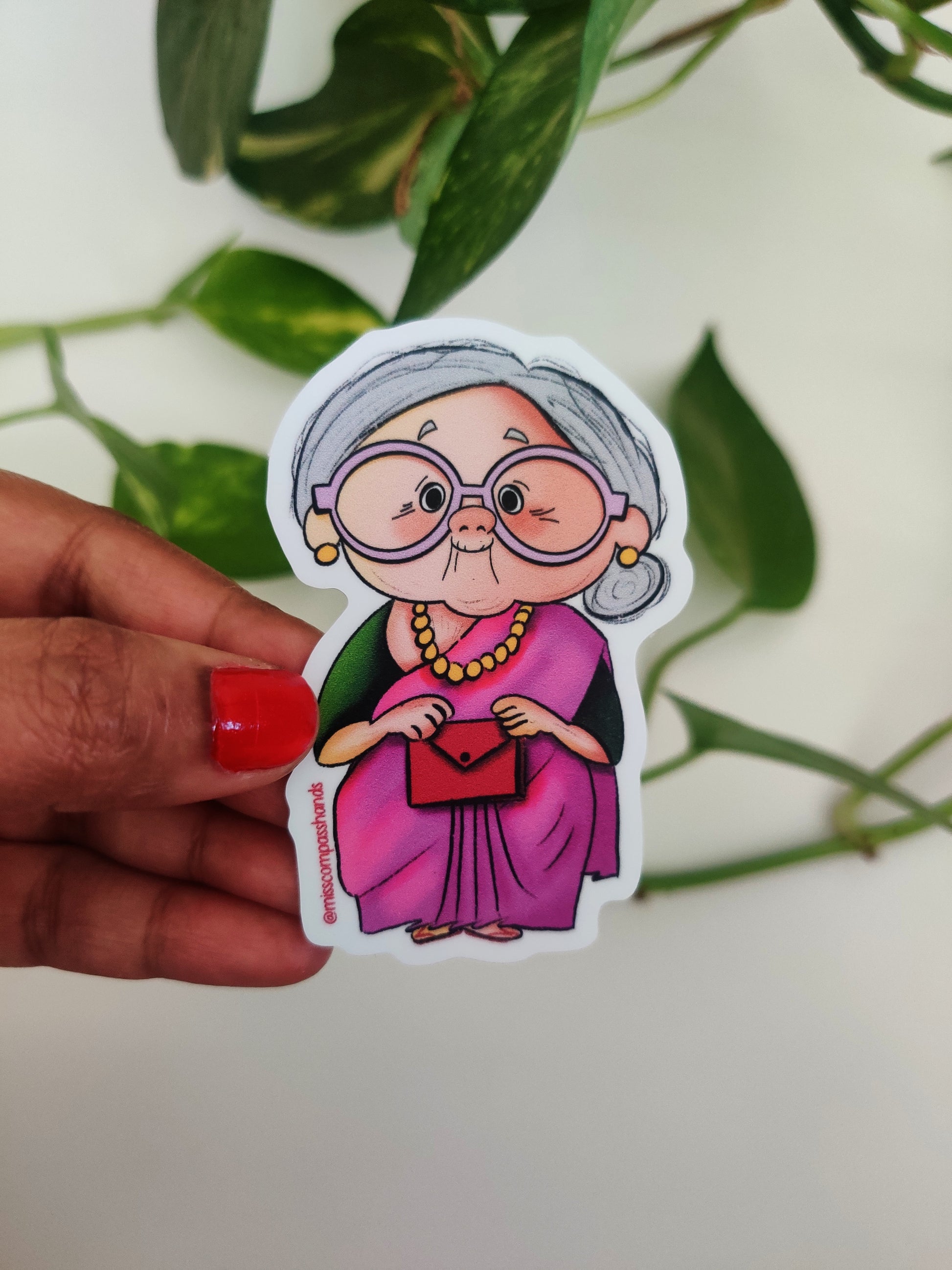 "Cute Grandma" Laptop Sticker - Miss Compass Hands