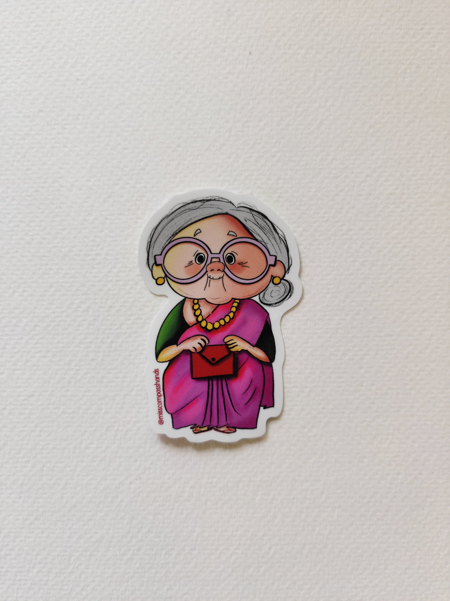 "Cute Grandma" Laptop Sticker - Miss Compass Hands