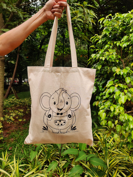"Happy Baby Elephant" Tote Bag - Miss Compass Hands