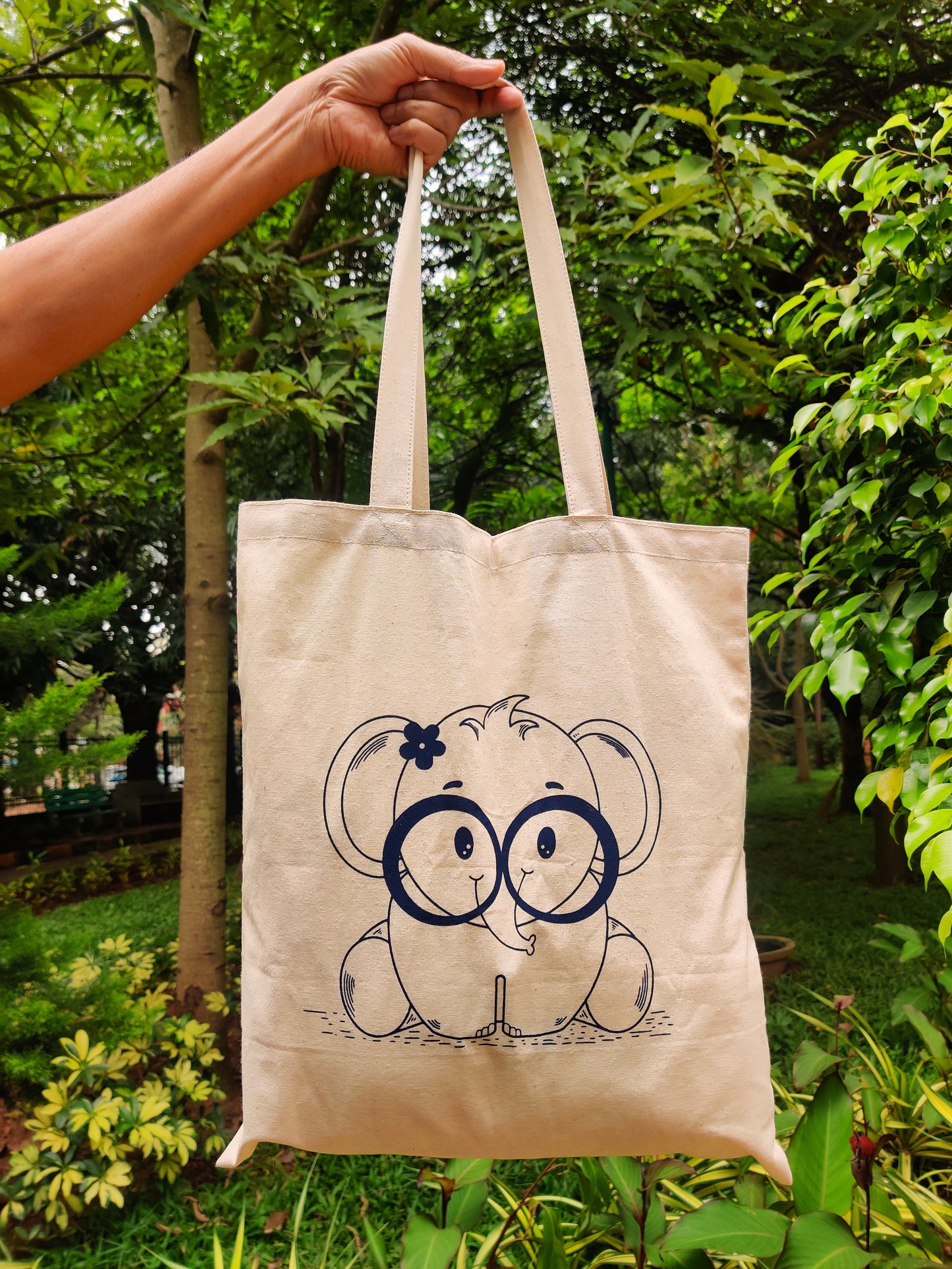 "Curious Baby Elephant" Tote bag - Miss Compass Hands